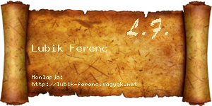 Lubik Ferenc névjegykártya